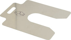 Made in USA - 20 Piece, 4 Inch Long x 4 Inch Wide x 0.015 Inch Thick, Slotted Shim Stock - Stainless Steel, 1-1/4 Inch Wide Slot - Exact Tooling
