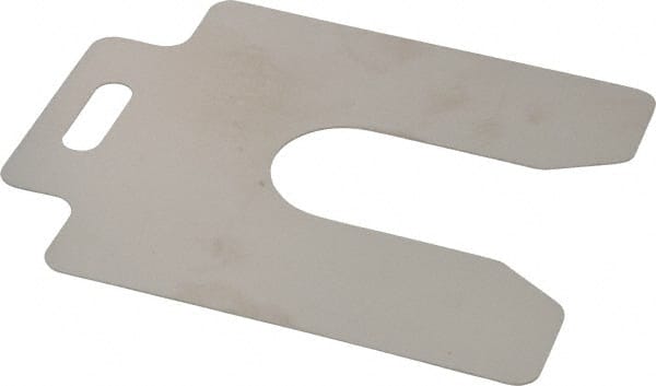 Made in USA - 20 Piece, 4 Inch Long x 4 Inch Wide x 0.02 Inch Thick, Slotted Shim Stock - Stainless Steel, 1-1/4 Inch Wide Slot - Exact Tooling