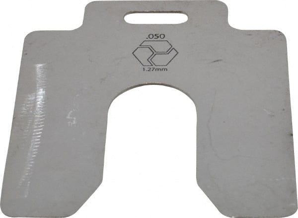 Made in USA - 10 Piece, 4 Inch Long x 4 Inch Wide x 0.05 Inch Thick, Slotted Shim Stock - Stainless Steel, 1-1/4 Inch Wide Slot - Exact Tooling
