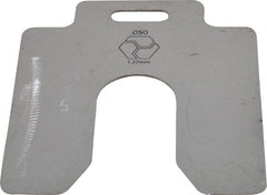 Made in USA - 10 Piece, 4 Inch Long x 4 Inch Wide x 0.05 Inch Thick, Slotted Shim Stock - Stainless Steel, 1-1/4 Inch Wide Slot - Exact Tooling