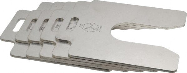 Made in USA - 5 Piece, 4 Inch Long x 4 Inch Wide x 0.1 Inch Thick, Slotted Shim Stock - Stainless Steel, 1-1/4 Inch Wide Slot - Exact Tooling