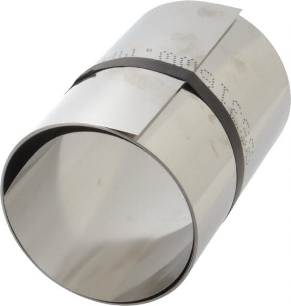Made in USA - 1 Piece, 100 Inch Long x 6 Inch Wide x 0.01 Inch Thick, Roll Shim Stock - Stainless Steel - Exact Tooling