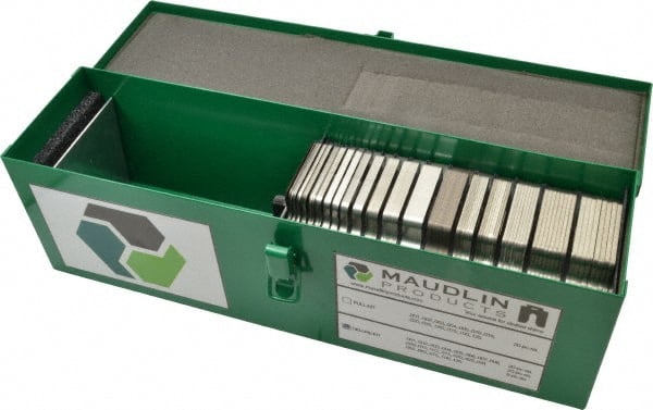 Made in USA - 340 Piece, 0.001 to 0.125 Inch Thickness, Stainless Steel Slotted Shim Assortment - 4 Inch Long x 4 Inch Wide, 1-1/4 Inch Wide Slot - Exact Tooling