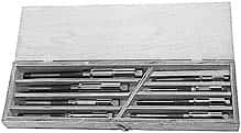 Made in USA - Letter A to J Diam, 15/32 to 1-11/32" Variable Diam, Straight Shank, Adjustable Hand Reamer Set - High Speed Steel, Bright Finish, 10 Pieces - Exact Tooling