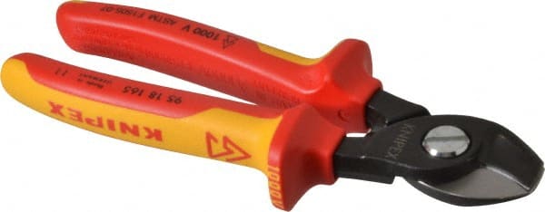 Knipex - 6-1/2" OAL, 1 AWG Capacity, Insulated Cable Cutter Pliers - Standard Head - Exact Tooling