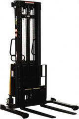 Vestil - 2,000 Lb Capacity, 137" Lift Height, Battery Powered Stacker - 2-1/8" Lowered Height, 42" Fork Length, 58" Overall Width - Exact Tooling