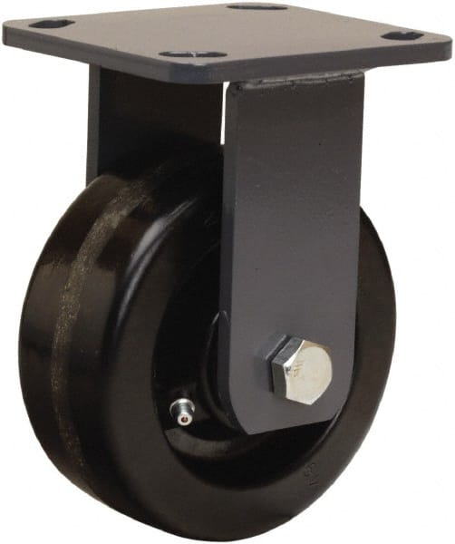 Hamilton - 5" Diam x 2" Wide x 6-1/2" OAH Top Plate Mount Rigid Caster - Phenolic, 1,000 Lb Capacity, Straight Roller Bearing, 4 x 4-1/2" Plate - Exact Tooling