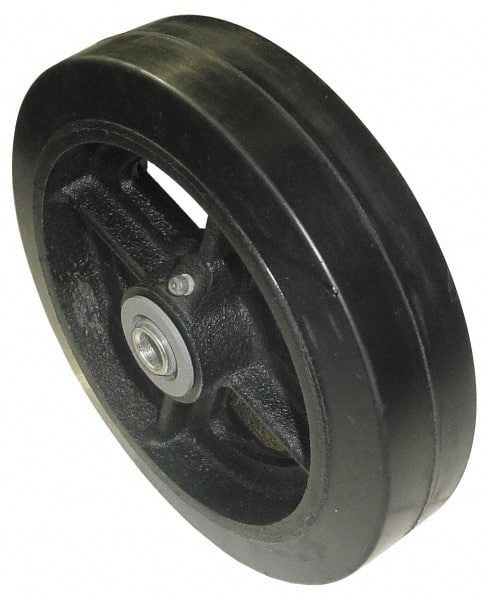 Value Collection - 5 Inch Diameter x 2 Inch Wide, Soft Rubber Caster Wheel - 400 Lb. Capacity, 2-3/16 Inch Hub Length, 1/2 Inch Axle Diameter, Roller Bearing - Exact Tooling