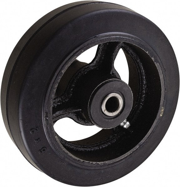 Value Collection - 6 Inch Diameter x 2 Inch Wide, Rubber Caster Wheel - 820 Lb. Capacity, 2-3/16 Inch Hub Length, 3/4 Inch Axle Diameter, Roller Bearing - Exact Tooling