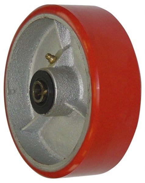Value Collection - 6 Inch Diameter x 2 Inch Wide, Polyurethane Caster Wheel - 1,100 Lb. Capacity, 2-3/16 Inch Hub Length, 3/4 Inch Axle Diameter, Roller Bearing - Exact Tooling