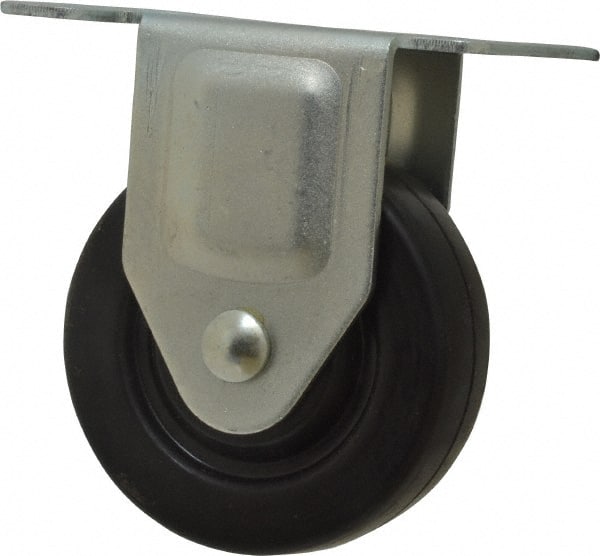 Value Collection - 3" Diam x 13/16" Wide x 3-1/2" OAH Top Plate Mount Rigid Caster - Soft Rubber, 110 Lb Capacity, Plain Bearing, 2-9/16 x 3-5/8" Plate - Exact Tooling