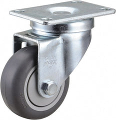 Value Collection - 3" Diam x 1-1/4" Wide x 4-3/8" OAH Top Plate Mount Swivel Caster - Soft Rubber, 200 Lb Capacity, Ball Bearing, 2-7/8 x 3-5/8" Plate - Exact Tooling