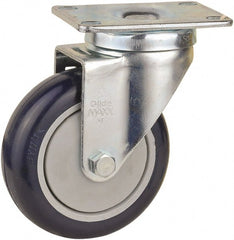 Value Collection - 4" Diam x 1-1/4" Wide x 5-13/32" OAH Top Plate Mount Swivel Caster - Polyurethane, 230 Lb Capacity, Ball Bearing, 2-7/8 x 3-5/8" Plate - Exact Tooling