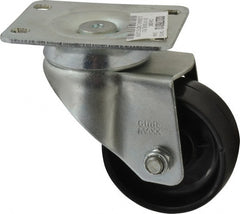 Value Collection - 3" Diam x 1-1/4" Wide x 4-1/8" OAH Top Plate Mount Swivel Caster - Polyolefin, 180 Lb Capacity, Plain Bearing, 2-7/8 x 3-5/8" Plate - Exact Tooling