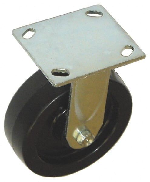 Value Collection - 4" Diam x 2" Wide x 5-5/8" OAH Top Plate Mount Rigid Caster - Phenolic, 800 Lb Capacity, Roller Bearing, 4 x 4-1/2" Plate - Exact Tooling