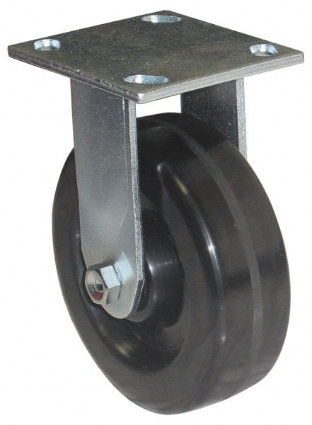 Value Collection - 5" Diam x 2" Wide x 6-1/2" OAH Top Plate Mount Rigid Caster - Phenolic, 1,000 Lb Capacity, Roller Bearing, 4 x 4-1/2" Plate - Exact Tooling