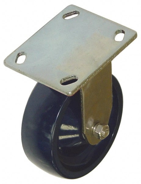 Value Collection - 4" Diam x 2" Wide x 5-5/8" OAH Top Plate Mount Rigid Caster - Polyurethane, 600 Lb Capacity, Roller Bearing, 4 x 4-1/2" Plate - Exact Tooling