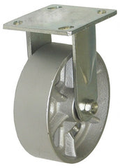 Value Collection - 5" Diam x 2" Wide x 6-1/2" OAH Top Plate Mount Rigid Caster - Semi-Steel, 1,000 Lb Capacity, Roller Bearing, 4-1/2 x 6-1/4" Plate - Exact Tooling