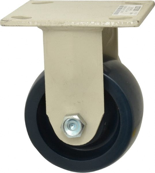 Value Collection - 4" Diam x 2" Wide x 5-5/8" OAH Top Plate Mount Rigid Caster - Polyurethane, 600 Lb Capacity, Delrin Bearing, 4 x 4-1/2" Plate - Exact Tooling