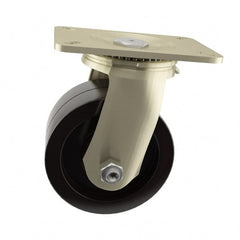 Value Collection - 4" Diam x 2" Wide x 5-5/8" OAH Top Plate Mount Swivel Caster - Polyurethane, 600 Lb Capacity, Delrin Bearing, 4 x 4-1/2" Plate - Exact Tooling