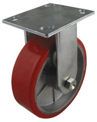 Value Collection - 6" Diam x 2" Wide x 7-1/2" OAH Top Plate Mount Rigid Caster - Polyurethane, 990 Lb Capacity, Roller Bearing, 4-1/2 x 6-1/4" Plate - Exact Tooling