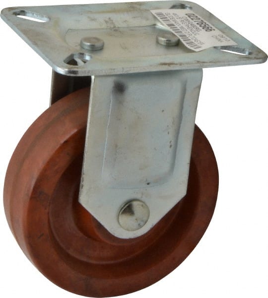 Value Collection - 4" Diam x 1-1/4" Wide x 5-1/8" OAH Top Plate Mount Rigid Caster - Phenolic, 375 Lb Capacity, Plain Bearing, 3-1/4 x 4" Plate - Exact Tooling