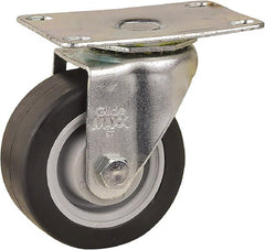 Value Collection - 3" Diam x 1-1/4" Wide x 3-3/4" OAH Top Plate Mount Swivel Caster - Polyurethane, 210 Lb Capacity, Ball Bearing, 3-5/8 x 2-7/8" Plate - Exact Tooling