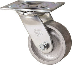 Value Collection - 4" Diam x 1-1/2" Wide x 5" OAH Top Plate Mount Swivel Caster - Semi-Steel, 400 Lb Capacity, Plain Bearing, 4 x 5" Plate - Exact Tooling
