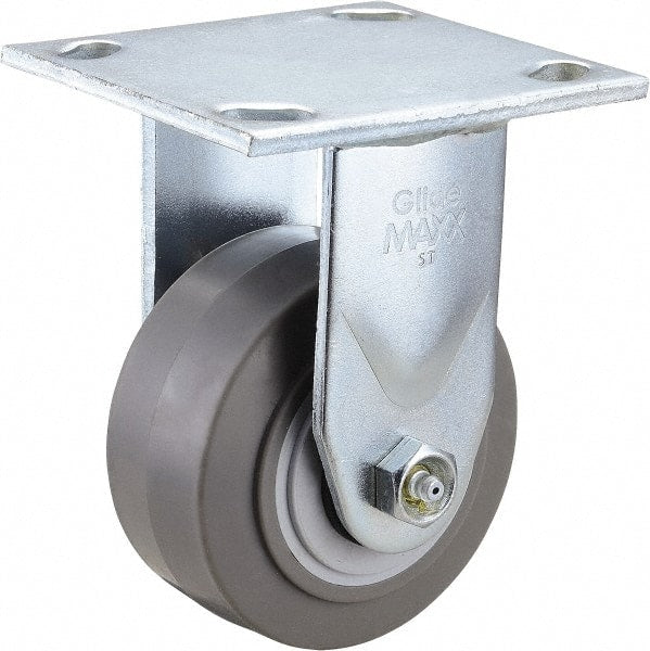 Value Collection - 4" Diam x 2" Wide x 5-5/8" OAH Top Plate Mount Rigid Caster - TPR, 300 Lb Capacity, Roller Bearing, 4 x 4-1/2" Plate - Exact Tooling