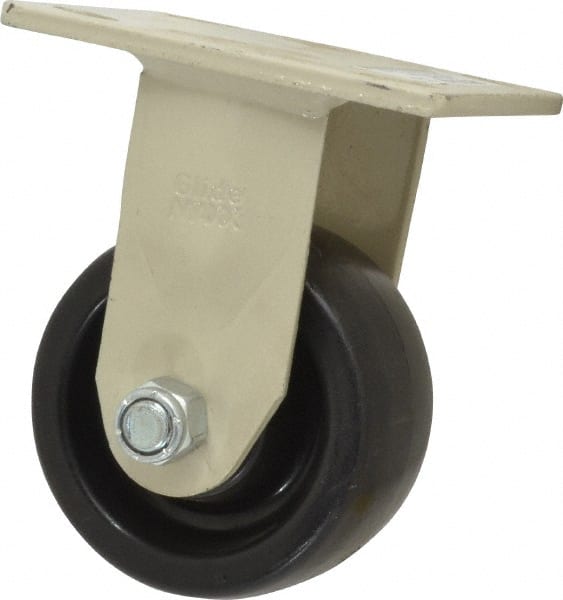 Value Collection - 4" Diam x 2" Wide x 5-5/8" OAH Top Plate Mount Rigid Caster - Polypropylene, 400 Lb Capacity, Roller Bearing, 4 x 4-1/2" Plate - Exact Tooling
