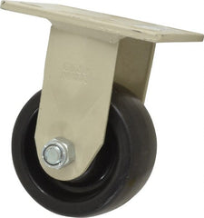 Value Collection - 4" Diam x 2" Wide x 5-5/8" OAH Top Plate Mount Rigid Caster - Polypropylene, 400 Lb Capacity, Roller Bearing, 4 x 4-1/2" Plate - Exact Tooling