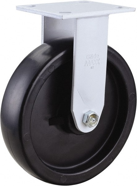 Value Collection - 8" Diam x 2" Wide x 9-1/2" OAH Top Plate Mount Rigid Caster - Polypropylene, 800 Lb Capacity, Roller Bearing, 4 x 4-1/2" Plate - Exact Tooling