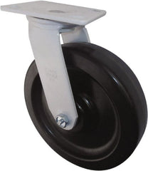 Value Collection - 8" Diam x 2" Wide x 9-1/2" OAH Top Plate Mount Swivel Caster - Phenolic, 1,200 Lb Capacity, Roller Bearing, 4 x 4-1/2" Plate - Exact Tooling