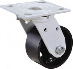 Value Collection - 4" Diam x 2" Wide x 5-5/8" OAH Top Plate Mount Swivel Caster - Semi-Steel, 1,000 Lb Capacity, Plain Bearing, 4 x 4-1/2" Plate - Exact Tooling