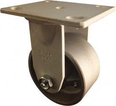 Value Collection - 4" Diam x 2" Wide x 5-5/8" OAH Top Plate Mount Rigid Caster - Semi-Steel, 1,000 Lb Capacity, Roller Bearing, 4 x 4-1/2" Plate - Exact Tooling