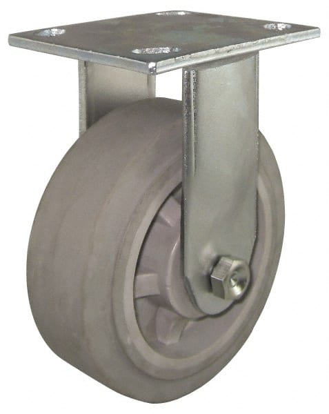 Value Collection - 4" Diam x 1-1/2" Wide x 5-5/8" OAH Top Plate Mount Rigid Caster - Rubber, 250 Lb Capacity, Roller Bearing, 4 x 4-1/2" Plate - Exact Tooling
