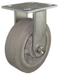 Value Collection - 4" Diam x 1-1/2" Wide x 5-5/8" OAH Top Plate Mount Rigid Caster - Rubber, 250 Lb Capacity, Roller Bearing, 4 x 4-1/2" Plate - Exact Tooling