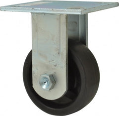 Value Collection - 4" Diam x 1-1/2" Wide x 5-5/8" OAH Top Plate Mount Rigid Caster - Polypropylene, 400 Lb Capacity, Roller Bearing, 4 x 4-1/2" Plate - Exact Tooling