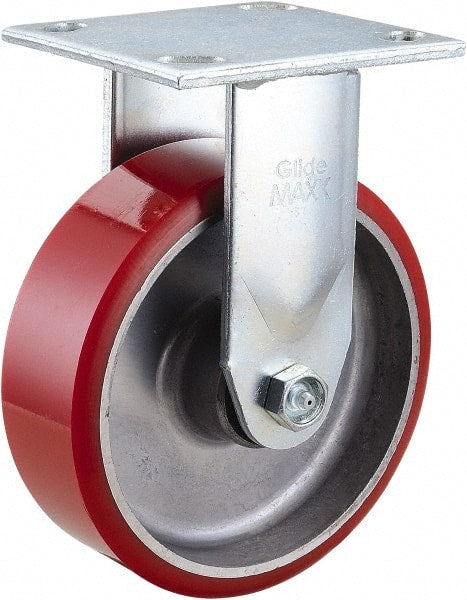 Value Collection - 6" Diam x 2" Wide x 7-1/2" OAH Top Plate Mount Rigid Caster - Polyurethane, 990 Lb Capacity, Roller Bearing, 4 x 4-1/2" Plate - Exact Tooling