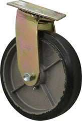 Value Collection - 8" Diam x 2" Wide x 9-1/2" OAH Top Plate Mount Swivel Caster - Soft Rubber, 600 Lb Capacity, Roller Bearing, 4 x 4-1/2" Plate - Exact Tooling