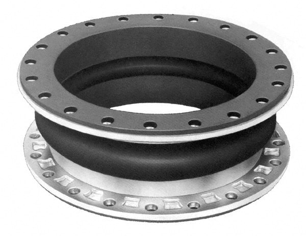 Mercer Rubber - 10" Pipe, Chlorobutyl Single Arch Pipe Expansion Joint - 8" Long, 3/4" Extension, 1-3/4" Compression, 220 Max psi, Flanged - Exact Tooling