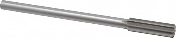 Made in USA - 19/32" High Speed Steel 8 Flute Chucking Reamer - Straight Flute, 0.4355" Straight Shank, 2" Flute Length, 8" OAL - Exact Tooling
