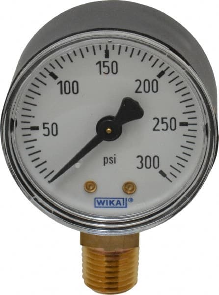 Wika - 2" Dial, 1/4 Thread, 0-300 Scale Range, Pressure Gauge - Lower Connection Mount, Accurate to 3-2-3% of Scale - Exact Tooling