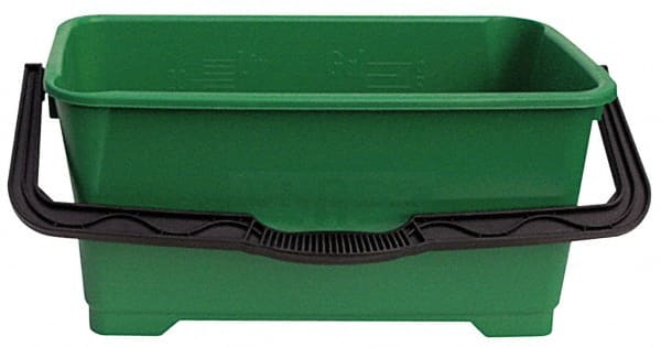 Unger - 6 Gal, Plastic Rectangular Green Bucket/Pail - Handle Included - Exact Tooling