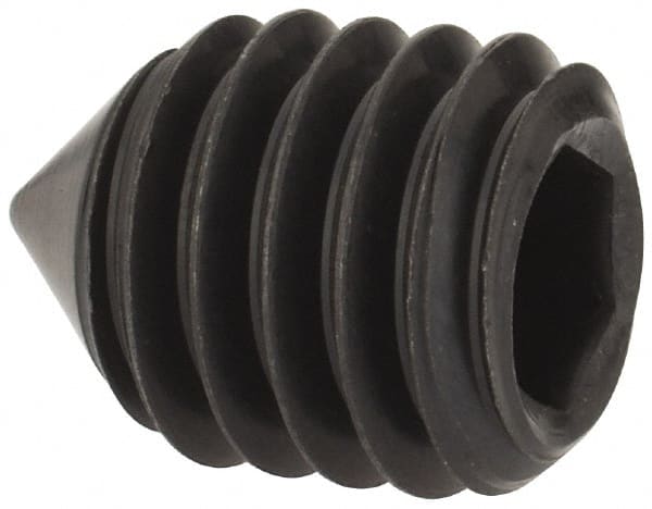 Value Collection - 3/8-16 UNC, 1/2" OAL, Cone Point Set Screw - Grade 8 Alloy Steel, 3/16" Key - Exact Tooling