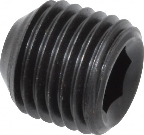 Value Collection - 3/8-24 UNF, 3/8" OAL, Flat Point Set Screw - Grade 8 Alloy Steel, 3/16" Key - Exact Tooling