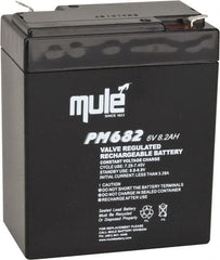 Mule - Lead-Acid, Quick-Disconnect Tab Terminal, 6 Volt, 8 Amp, Lead Rechargeable Battery - 6.35mm Tab Width x 0.8mm Tab Thickness, 2.2" Wide x 4.61" High x 3.86" Deep - Exact Tooling