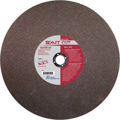 Sait - 12" 24 Grit Aluminum Oxide Cutoff Wheel - 1/8" Thick, 20mm Arbor, 6,300 Max RPM, Use with Portable Tools - Exact Tooling