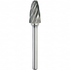 Made in USA - 1/2" Cut Diam, 0.2362" Shank Diam, Tree with Radius Head Aluma Cut Burr - Carbide, 25mm LOC, 70mm OAL - Exact Tooling