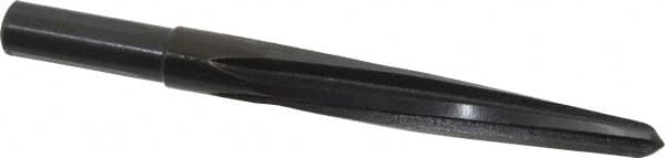 Made in USA - 9/16" Reamer Diam, 11/32" Small End Diam, 1/2" Diam Straight Shank, 4" Flute, Bridge Reamer - Exact Tooling